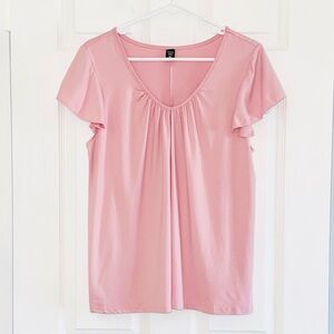 Pink Ruched Front Short Sleeve Top – Shein Curve 0XL